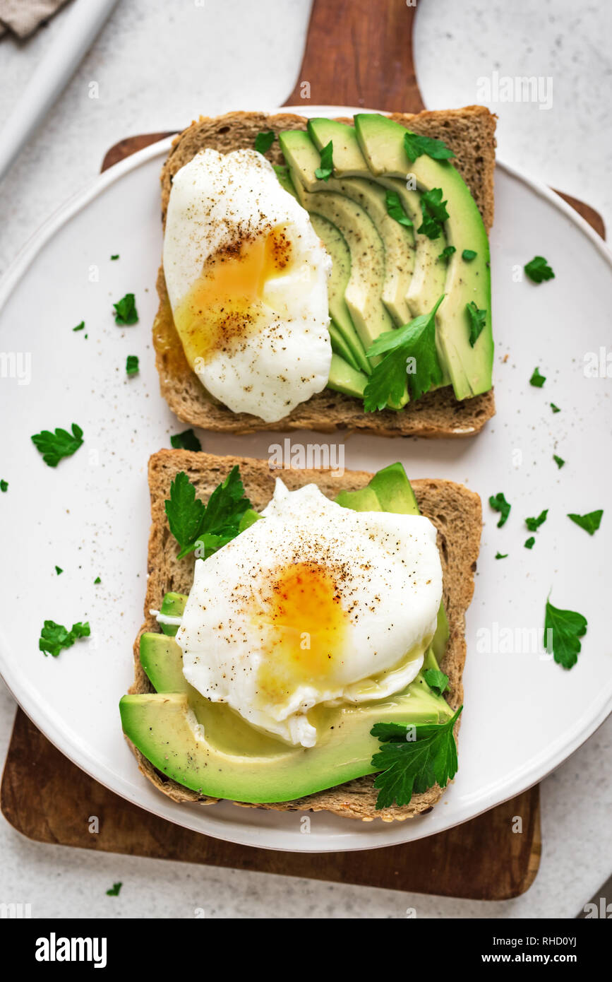 Poached Eggs and Avocado Sandwich